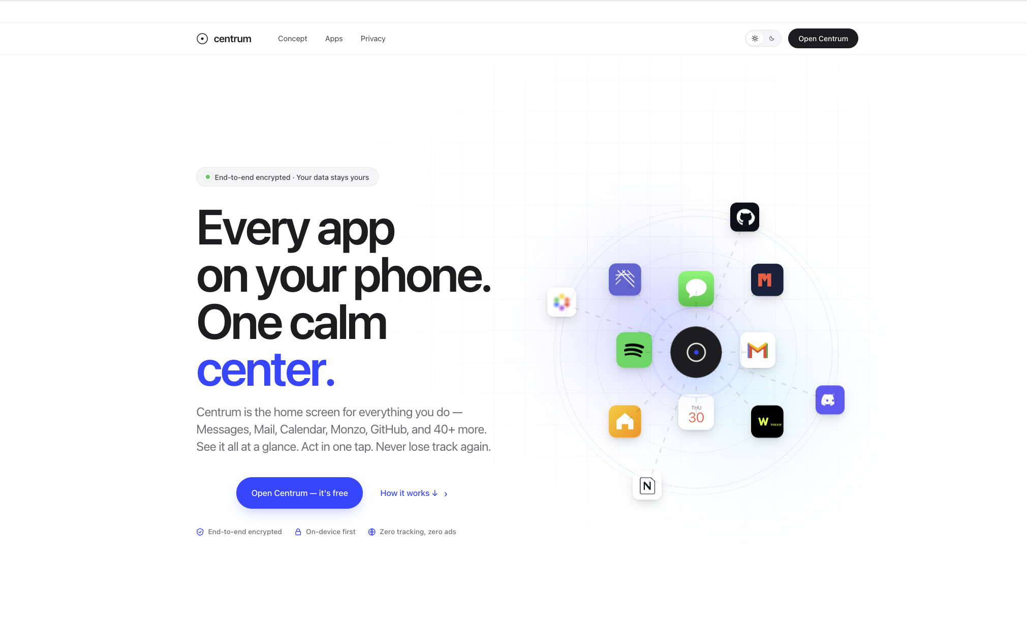 Centrum — every app on your phone, one calm center